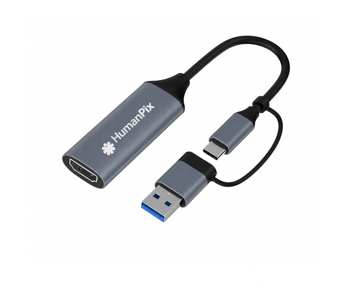 Placa de captura HumanPix USB Full HD com cabo USB e HDMI